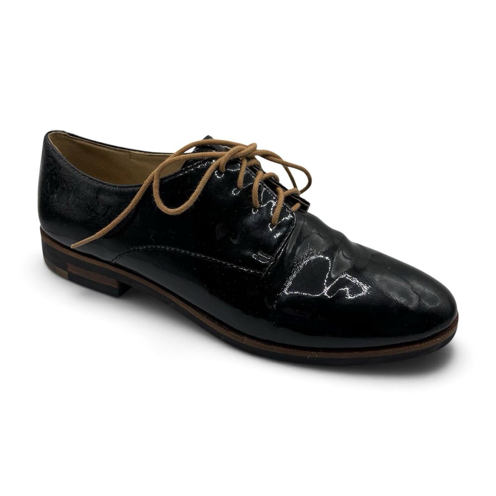 Karl Lagerfeld Paris Iva Black Patent Leather Oxford Dress Shoe Women’s Size 7M